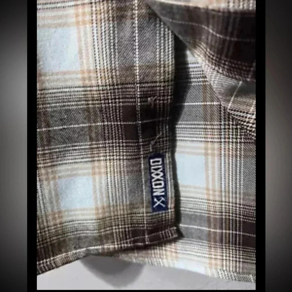 NWOT Never Worn DIXXON “The Pismo” Flannel Men's 2XL Tan/Brown/Blue Snaps Rugged - Picture 6 of 6
